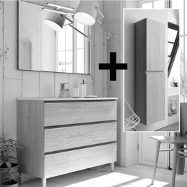 Ensemble meuble de salle de bain Cosynéo simple vasque + colonne de rangement PALMA pas cher Principale M