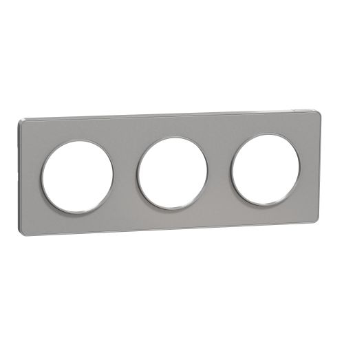 Plaque ODACE TOUCH horizontal/vertical aluminium 3 postes - SCHNEIDER ELECTRIC - S530806 pas cher