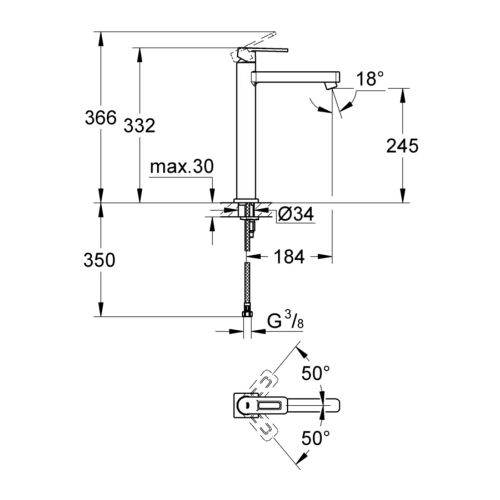 Mitigeur de lavabo QUADRA taille XL rehaussé bec long - GROHE - 32633000 pas cher Secondaire 1 L