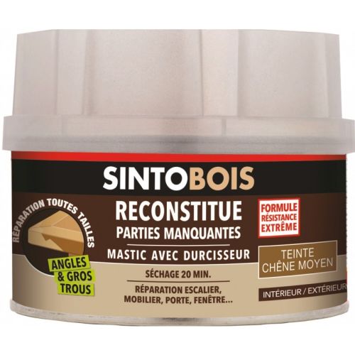 Mastic sans styrène SINTOBOIS chêne moyen 550g + 30g - SINTO - 33711 pas cher