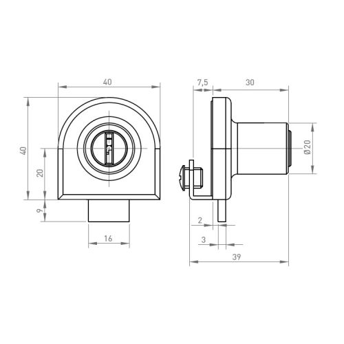 Serrure BASICO pour porte en verre sans perçage nickelé - OJMAR - F513917.201NI pas cher Secondaire 1 L