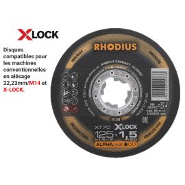 Pack 100 disques à tronçonner Rhodius 125 x 1,5 mm Inox XT70 M14/X-LOCK photo du produit Principale M