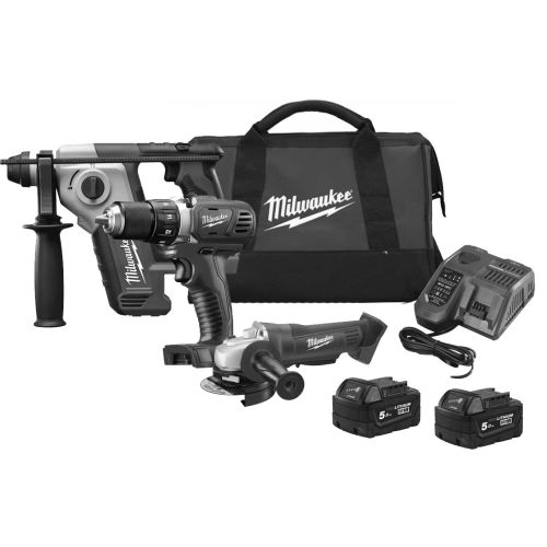 MILWAUKEE, Pack 3 outils 18V 2x5Ah, M18 FPP3Q -502B