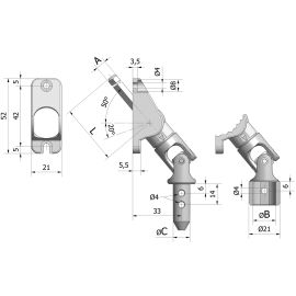 Sortie de caisson Cherubini 50&deg; avec platine 21 x 52 mm pas cher Principale M