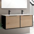 Meuble de salle de bain 120 cm double vasque 2 façades et 4 tiroirs sans miroir ALBA noir/roble COSYNEO - DUOXALBA1202FNOIROBBLAB photo du produit