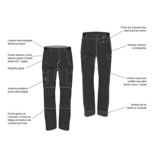 Pantalon de travail Hakan multipoches homme charcoal T5 - LAFONT - 3609701443412 pas cher Secondaire 1 L