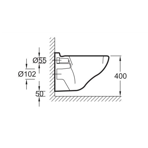 Cuvette suspendue PMR collectivité céramique 40 cm sans abattant JACOB DELAFON E1755-00 photo du produit Secondaire 2 L