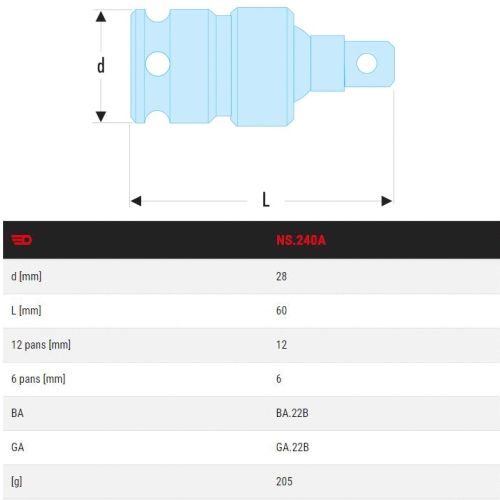 Cardan Impact 1/2'' FACOM NS.240A photo du produit Secondaire 1 L