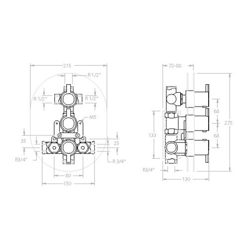 Mitigeur de douche thermostatique à encastrer 3 voies DRAKO 3327S - RAMON SOLER - 229560 pas cher Secondaire 1 L