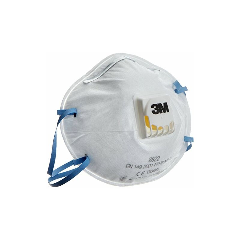 Boîte de 10 masques respiratoires coques jetables FFP2 avec soupape série 8822 blanc - 3M - 7100101091