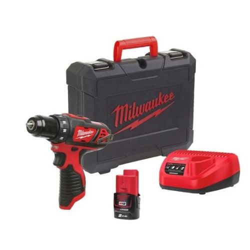 Perceuse-visseuse 12 V Milwaukee M12 BDD-201 + batterie 2 Ah + chargeur + coffret MILWAUKEE 4933479439 photo du produit