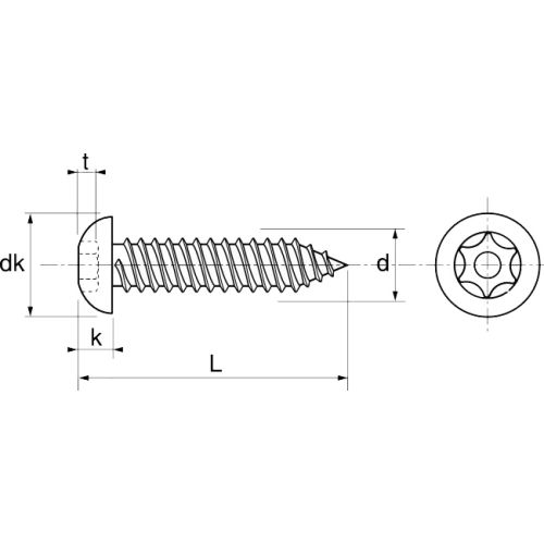 Vis à tôle tête bombée 6 lobes inviolable avec téton central A2 ISO 7380 4,8X32 - ACTON - 628104,8X32 pas cher Secondaire 3 L