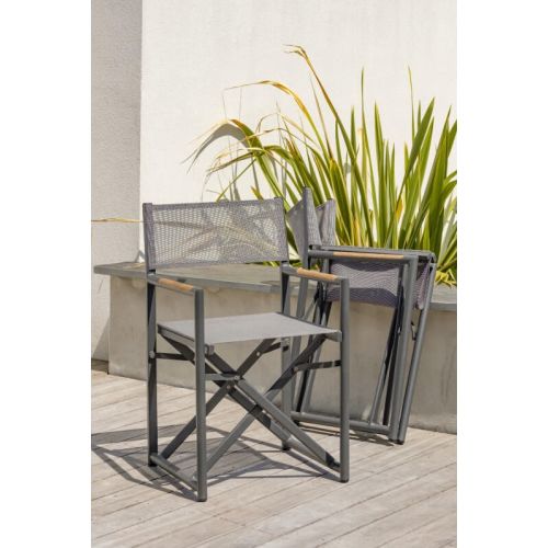 Fauteuil de jardin pliant HONFLEUR gris anthracite - DCB GARDEN - HONFLEUR-DC pas cher Secondaire 1 L