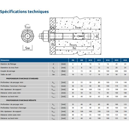 Goujons d'ancrage pour béton non fissuré 10X95 boîte de 50 RAWL R-XPT-10095/25 photo du produit Secondaire 2 L