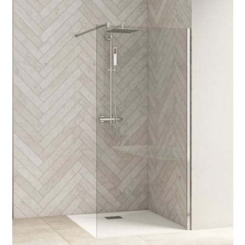 Paroi de douche simple blanc avec barre droite 60 cm H200 KINEDO PA900BTNE photo du produit Principale L