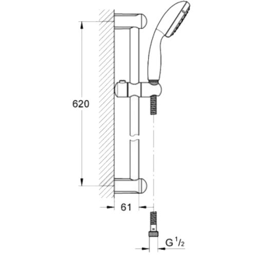 Ensemble de douche 2 jets TEMPESTA 100 avec barre 600mm - GROHE - 27598001 pas cher Secondaire 1 L