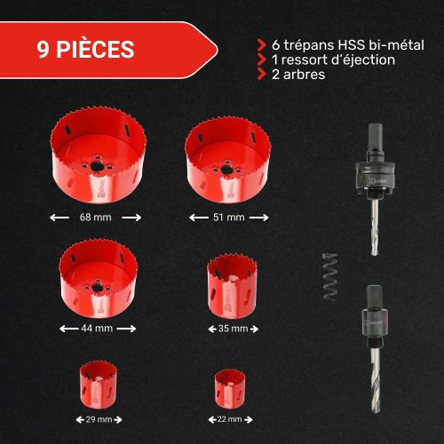 Coffret de 6 trépans pour électricien - HANGER - 150496 pas cher Secondaire 20 L