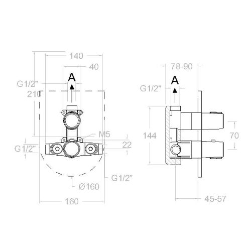 Mitigeur de douche thermostatique à encastrer 1 voie TZAR 342411SOC - RAMON SOLER - 34D302494 pas cher Secondaire 1 L