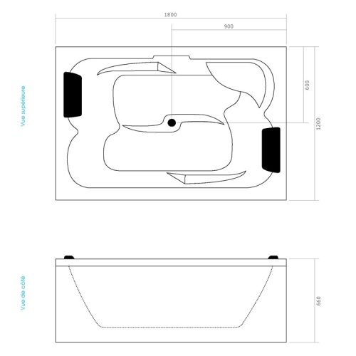 Baignoire balnéo BOUNTY 180 IMASSAGE 2 places - THALASSOR - BOUNTY180-IM pas cher Secondaire 10 L