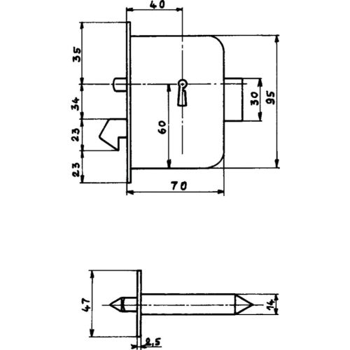 Serrure &agrave; larder coffre &eacute;troit pour grille articul&eacute;e &ndash; MUEL - 1183P photo du produit Secondaire 3 L