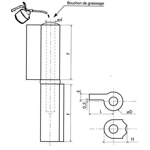 Paumelle SOUDAN® mixte 80 mm - FAURE ET FILS - MS080ABLA pas cher Secondaire 1 L