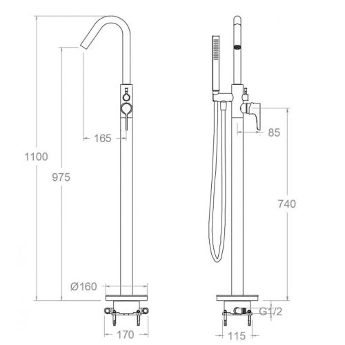 Mitigeur bain-douche sur colonne ADAGIO 918503MO chromé  avec ensemble de douche - RAMON SOLER - 91C306308 pas cher Secondaire 1 L