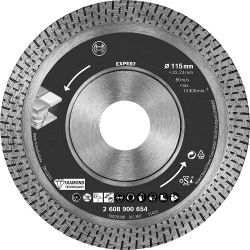 Disque à tronçonner diamanté Expert HardCeramic 115x22,23x1,4x10mm - BOSCH - 2608900654 pas cher