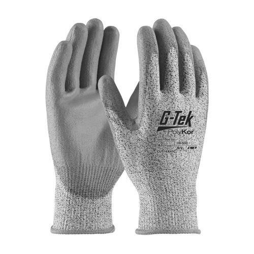 Gants G-Tek® POLYKOR™ enduit polyuréthane anti-coupure C gris T8 - PIP - FRANCE 16-533-8 pas cher
