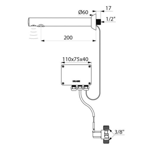 Robinet de lavabo automatique BINOPTIC 230/12 V DELABIE 379ENC photo du produit Secondaire 1 L