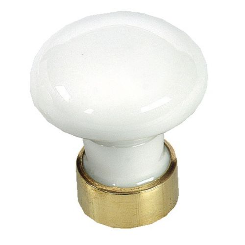 Bouton de tiroir porcelaine blanc Ø25 mm laiton - MERIGOUS LIMOGES - V525011100 pas cher Principale L