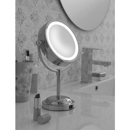 Miroir grossissant x5 éclairant cuivrée rond 15cm à poser - PRADEL - 105782 pas cher