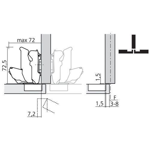 Charnière CLIP TOP 155° Blumotion encombrement 0 à frapper BLUM CHA71B758 pas cher Secondaire 1 L