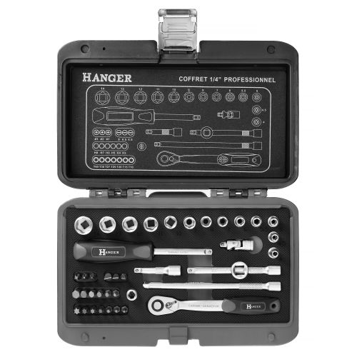 Coffret de douilles 1/4'' 40 pièces - HANGER - 251002 pas cher Secondaire 3 L