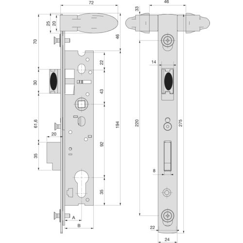 Monopoint double manoeuvre pêne dormant demi-tour 36mm - STREMLER - 2268.36.0 pas cher Secondaire 1 L