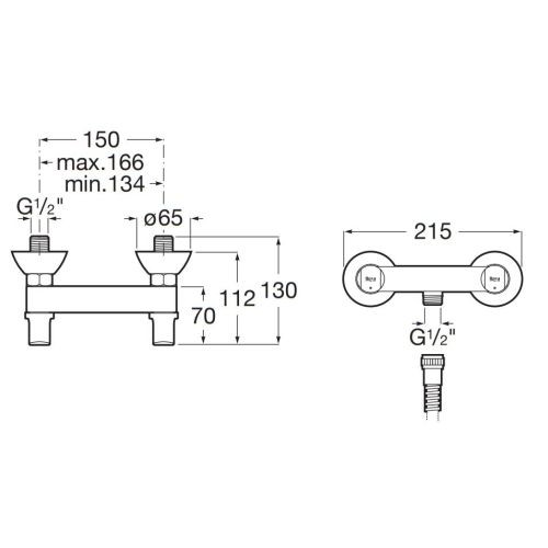 Mélangeur de douche BRAVA avec raccords excentrés ROCA A5A208EC0F photo du produit Secondaire 1 L