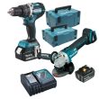 Pack de 2 outils 18 V (DGA506+DHP484) + 2 batteries 5 Ah + chargeur + 2 coffrets MAKPAC MAKITA DLX2210TJ1 photo du produit