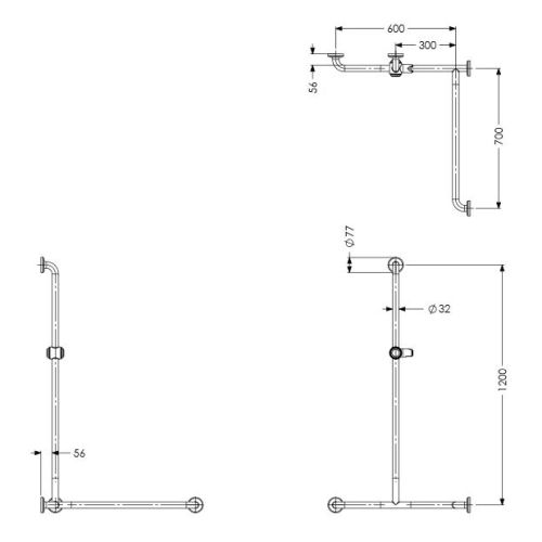 Main courante de douche époxy blanc avec support douchette - AKW - 01266WH pas cher Secondaire 1 L