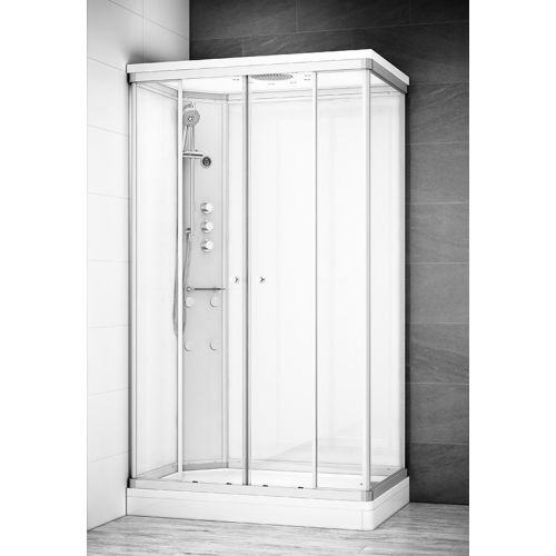 Cabine de douche hydromassante SILVER HYDRO 140x90 gauche blanc - THALASSOR - SRMB1490G pas cher