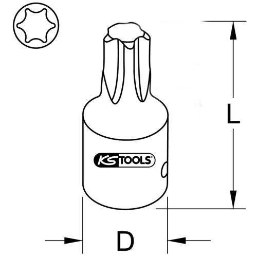 Douille à choc 1/2'' courte en acier chrome molybdène Torx T30 KS TOOLS 911.0912 photo du produit Secondaire 1 L