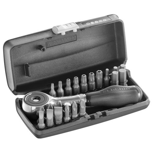 Coffret porte-embout cliquet 1/4'' + 22 embouts - FACOM - R.PE360J22PB pas cher