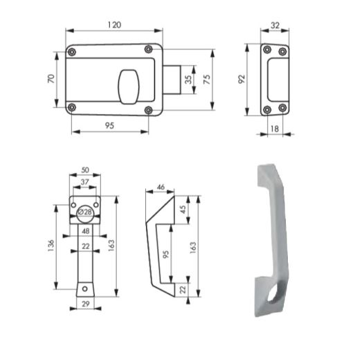 Serrure garage bouton 120x90mm droite - THIRARD - 00000017 pas cher Secondaire 1 L