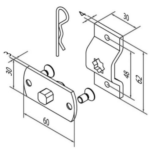 Kit support carré 10mm avec flasque pour garda maxi 50Nm - CHERUBINI - A4506_0556 pas cher Principale L