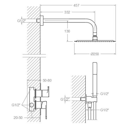 Mitigeur bain-douche &agrave; encastrer avec ensemble 2 voies ALEXIA K3615021NM - RAMON SOLER - 36D302893 pas cher Secondaire 1 L