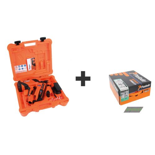 Pack Cloueur à gaz IM90Xi + pack 2,8 x 70 mm crantés (machine complète) 2,1 Ah en coffret SPIT PASLODE 054695 photo du produit