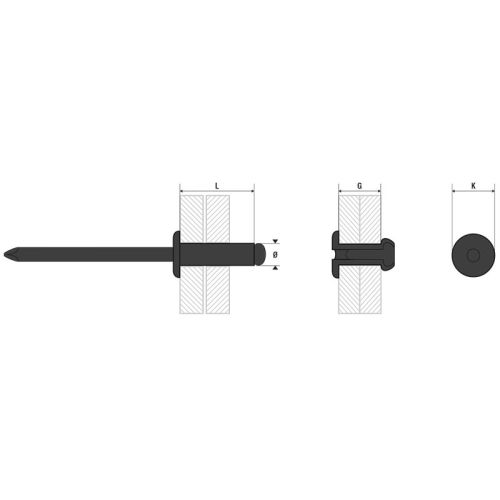 Rivet standard acier/acier tête plate 4,8x20mm SBOX - SCELL-IT - SD4820 pas cher Secondaire 1 L