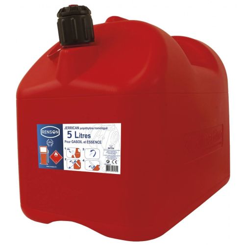 Jerrican essence en plastique avec bec verseur Rouge 5 L