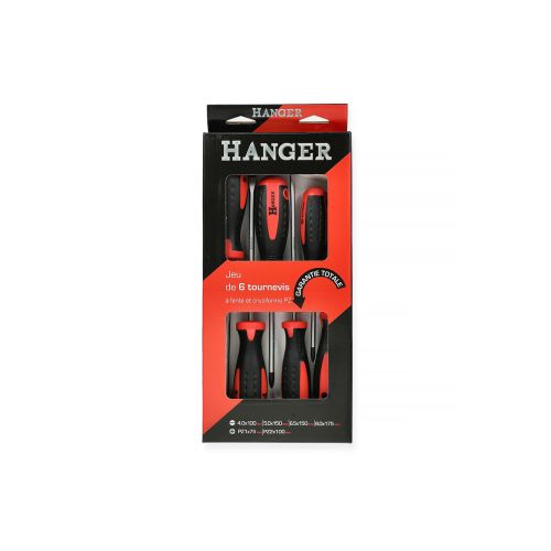 Jeu de 6 tournevis plats et cruciformes PZ - HANGER - 131090 pas cher Secondaire 1 L