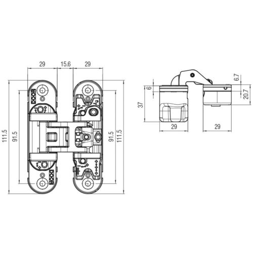 Charnière kubica réversible 50/70kg - KOBLENZ - K 6700 CS pas cher Secondaire 1 L