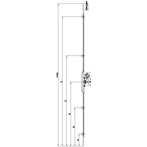 Cr&eacute;mone verrou F7,5 ajustable longueur 1850mm cote D 600mm 3 galets - FERCO - G-13237-18-0-1 pas cher Secondaire 1 L