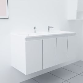 Ensemble meuble PROLINE 120cm blanc et plan double vasque - CUISIBANE - M0PR_120BB pas cher Principale M